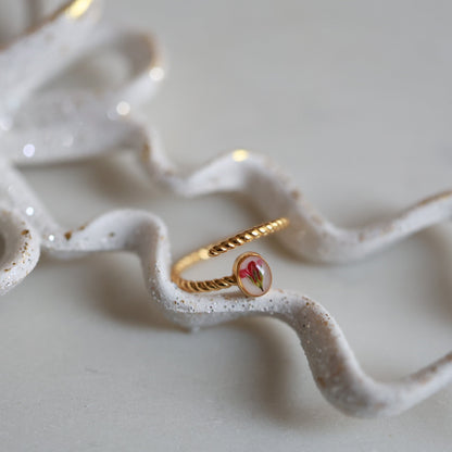 Botanical Dainty ring with real dried wildflower in resin