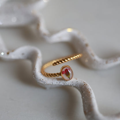 Botanical Dainty ring with real dried wildflower in resin