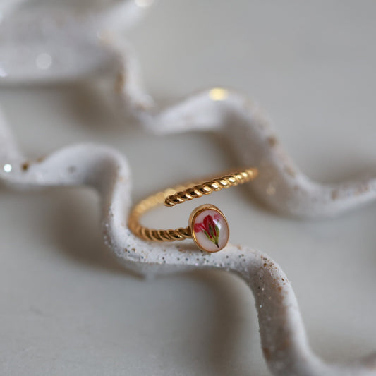 Botanical Dainty ring with real dried wildflower in resin