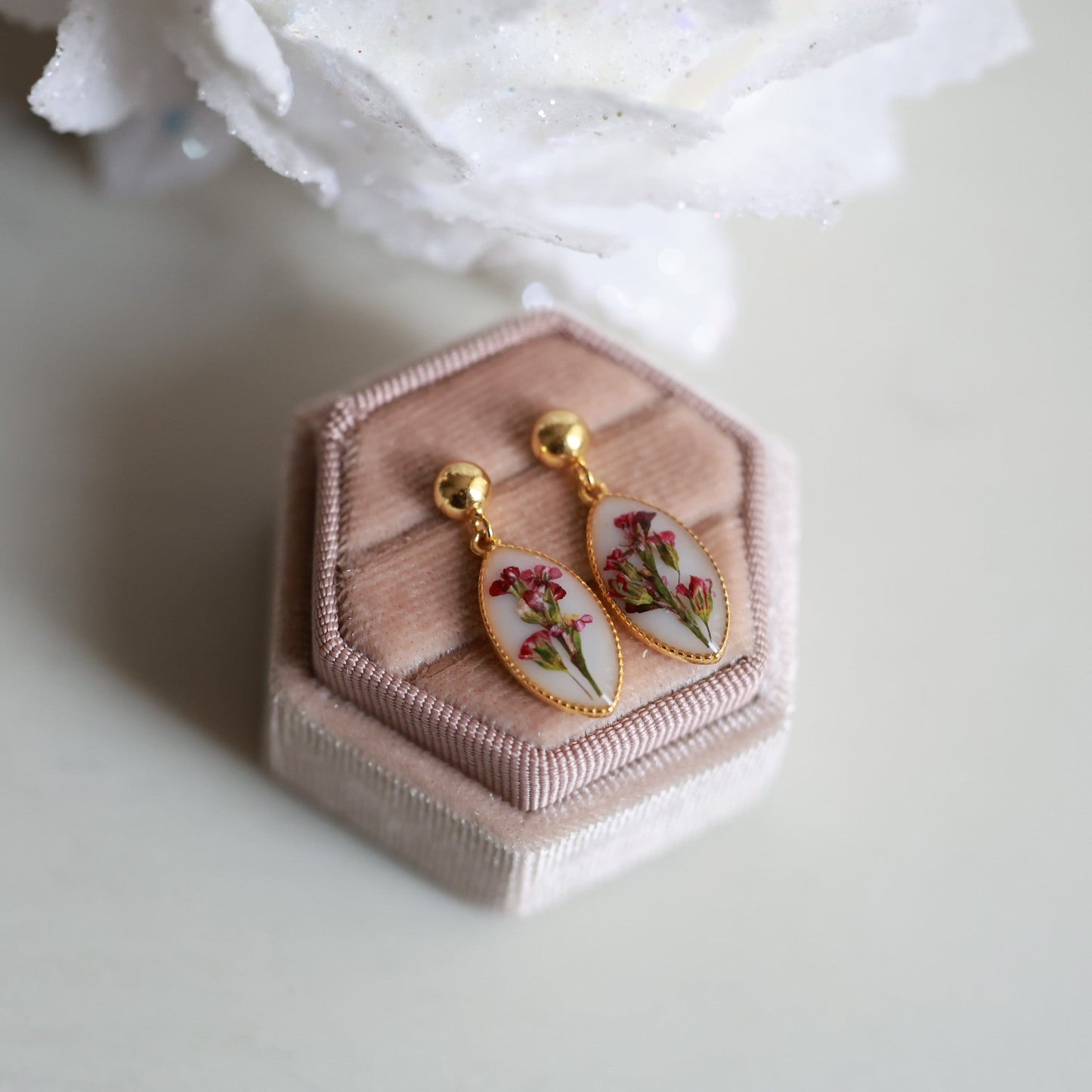 Blooming Oval Earrings with gold plated Sterling Silver