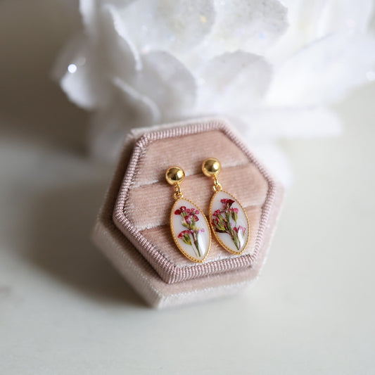 Handmade Gold Plated Sterling Silver Jewelry Set with Real Flowers – Earrings, Necklace & Ring