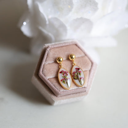 Handmade Gold Plated Sterling Silver Jewelry Set with Real Flowers – Earrings, Necklace & Ring