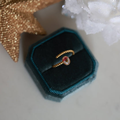 Botanical Dainty ring with real dried wildflower in resin
