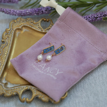 Forget Me Not Flower & Freshwater Pearl Earrings - Gold Plated
