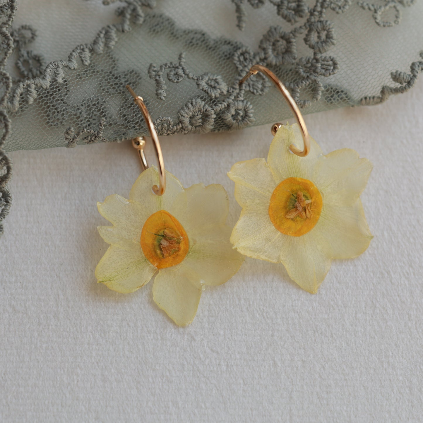 Earrings Narcissus | December birth flower earrings