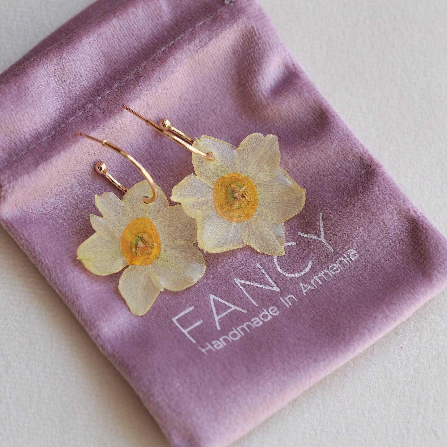 Earrings Narcissus | December birth flower earrings