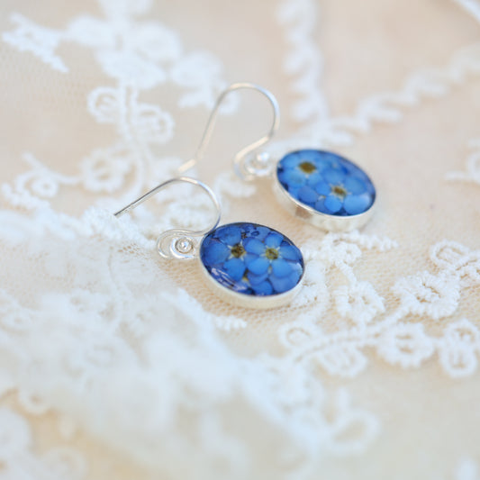Forget Me Not Sterling Silver earrings Oval Shape