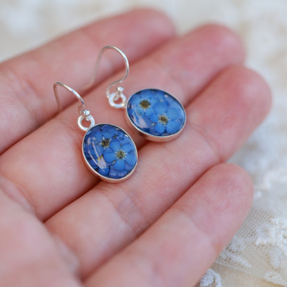 Forget Me Not Sterling Silver earrings Oval Shape