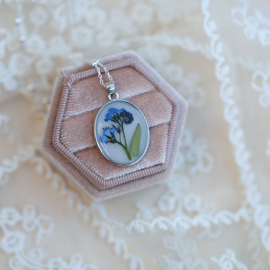 Forget Me Not Flower Necklace 925 Sterling Silver