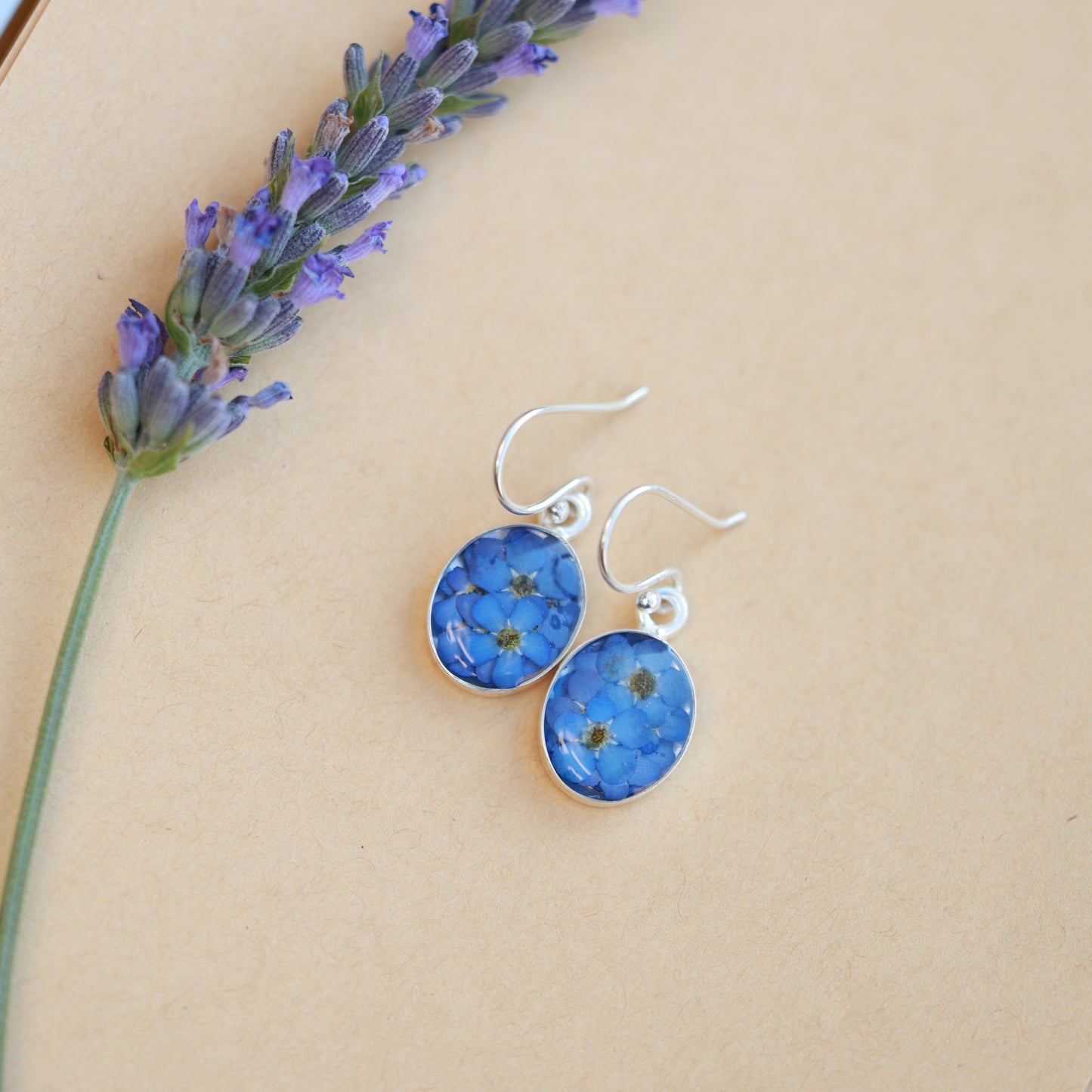 Forget Me Not Sterling Silver earrings Oval Shape