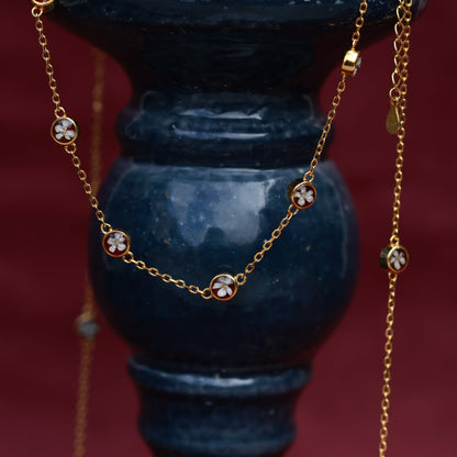 THALIA jewelry set , 18K Gold Plated Sterling silver in burgundy color