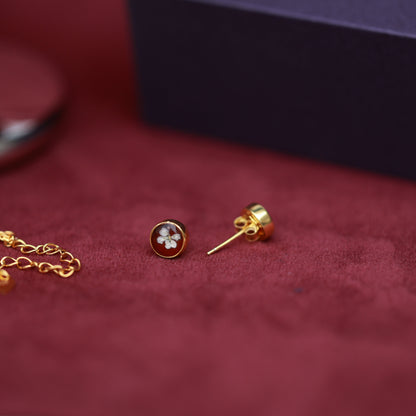 THALIA jewelry set , 18K Gold Plated Sterling silver in burgundy color
